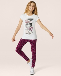 Camisetas Converse Shiny Sneaker Stack Sleeve Para Niña - Blancas | Spain-8354